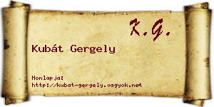 Kubát Gergely névjegykártya